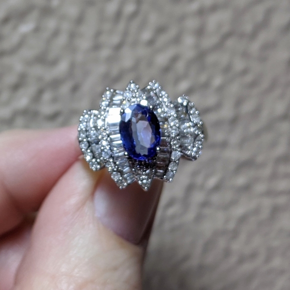 14k Tanzanite Diamond Cocktail Ring - Picture 6 of 8